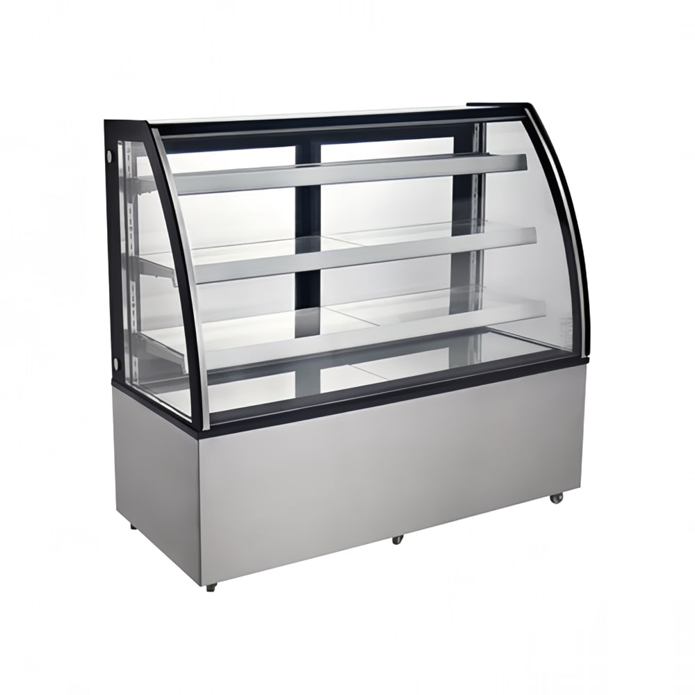 Omcan 44503 60" Full Service Bakery Display Case w/ Curved Glass - (4) Levels, 110v