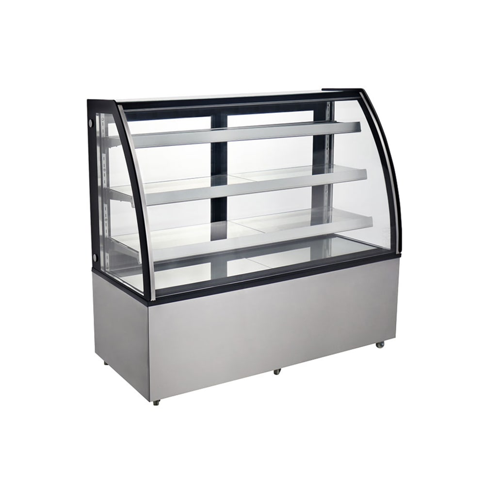 Omcan 44504 72" Full Service Bakery Display Case w/ Curved Glass - (4) Levels, 110v