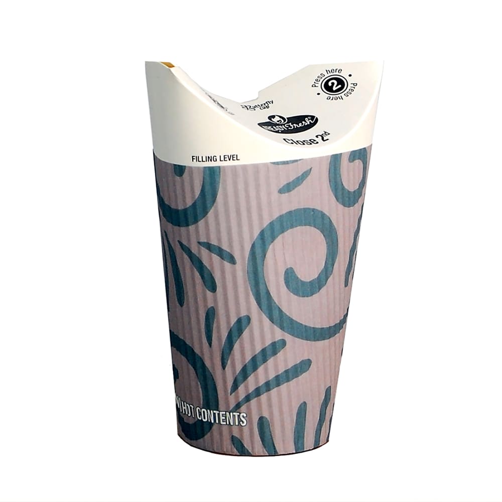 909-D16RWH #ReadyFresh® 16 oz Disposable Hot Cup w/ Integrated Lid & Sleeve - Paper, Printed
