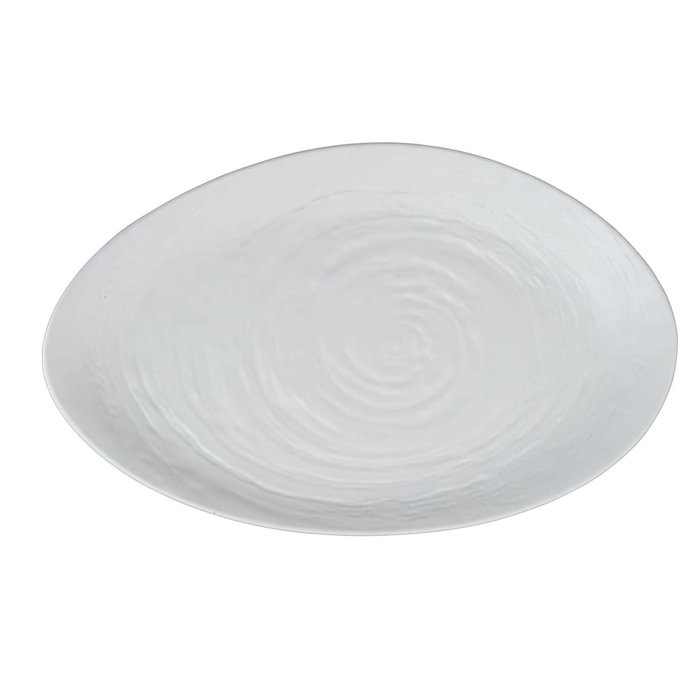 706-68A451EL703 15 3/4" x 9 1/2" Oval Creations Platter - Melamine, Scape White