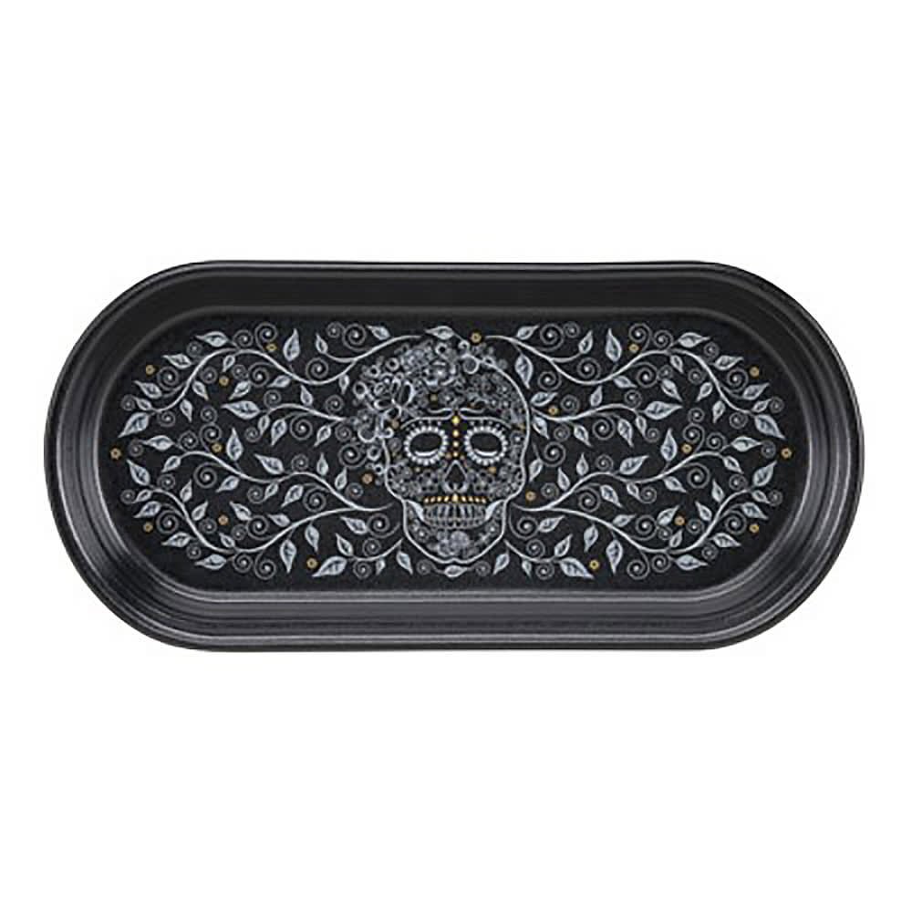 706-HL41241590 Oblong Skull and Vine Bread Tray - 12" x 5 3/4", China, Foundry
