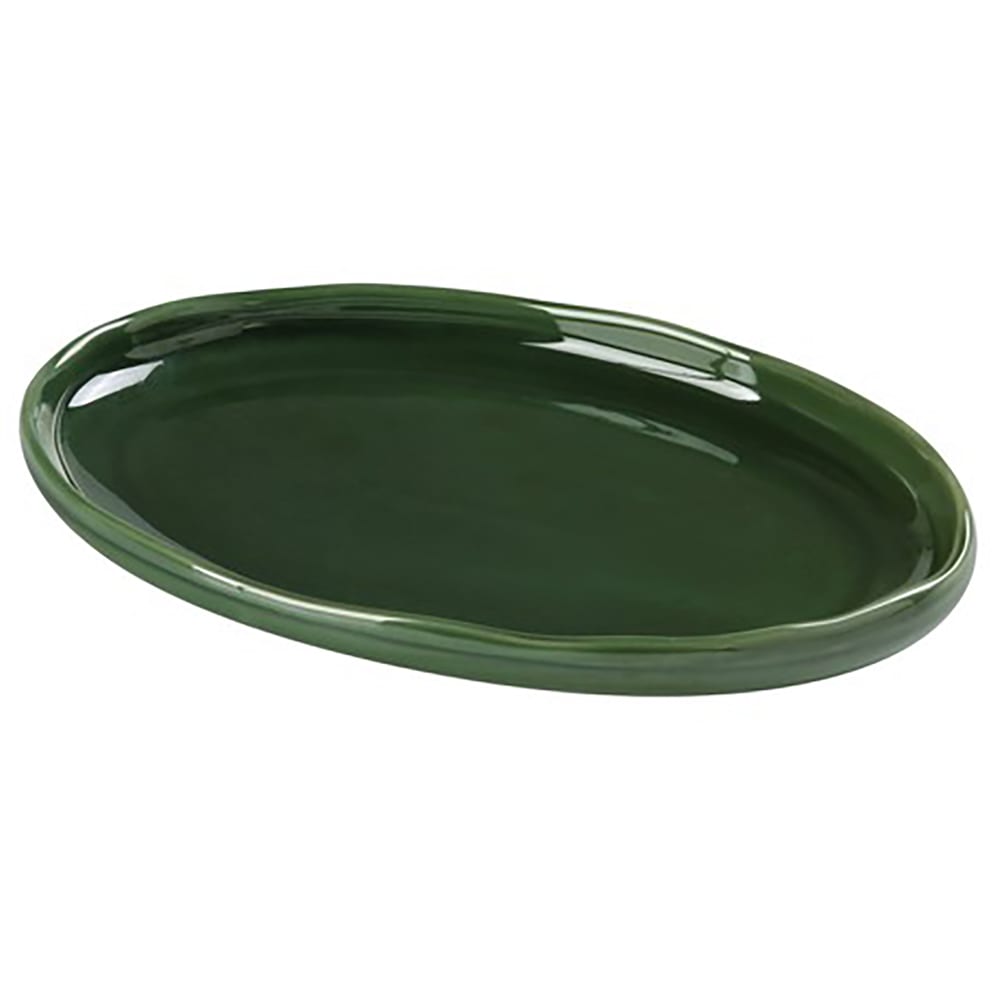 614-GG208 Oval Dinner Plate - 8 1/4" x 5 1/2", Ceramic, Green Gem