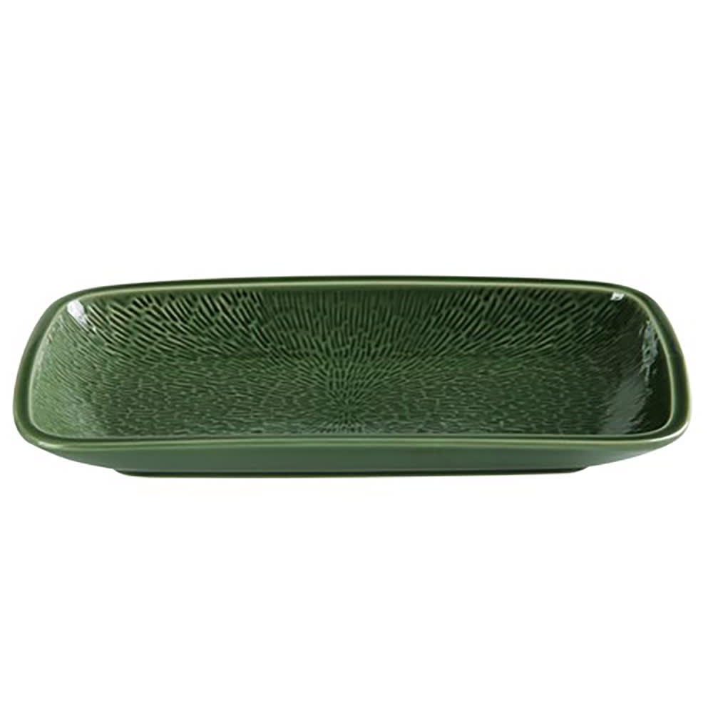 614-GG514 Rectangular Coupe Plate - 14 3/4" x 7 1/2", Ceramic, Green Gem