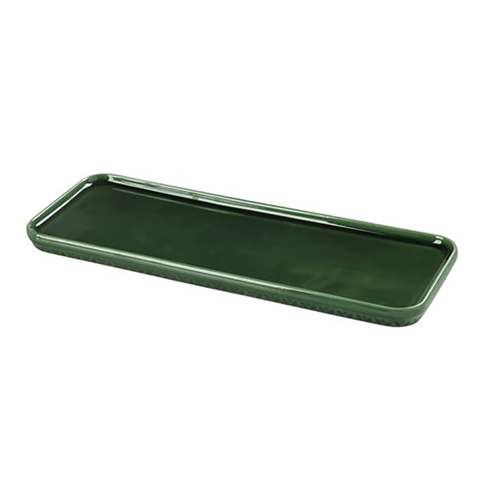 614-GG513 Rectangular Coupe Plate - 13 1/2" x 4 3/4", Ceramic, Green Gem