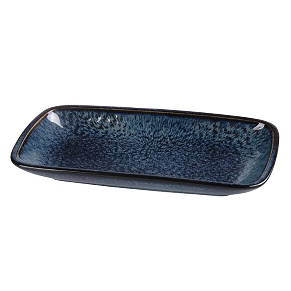 614-BL514 Rectangular Dinner Plate - 14 1/4" x 7 1/2", Ceramic, Blue Star
