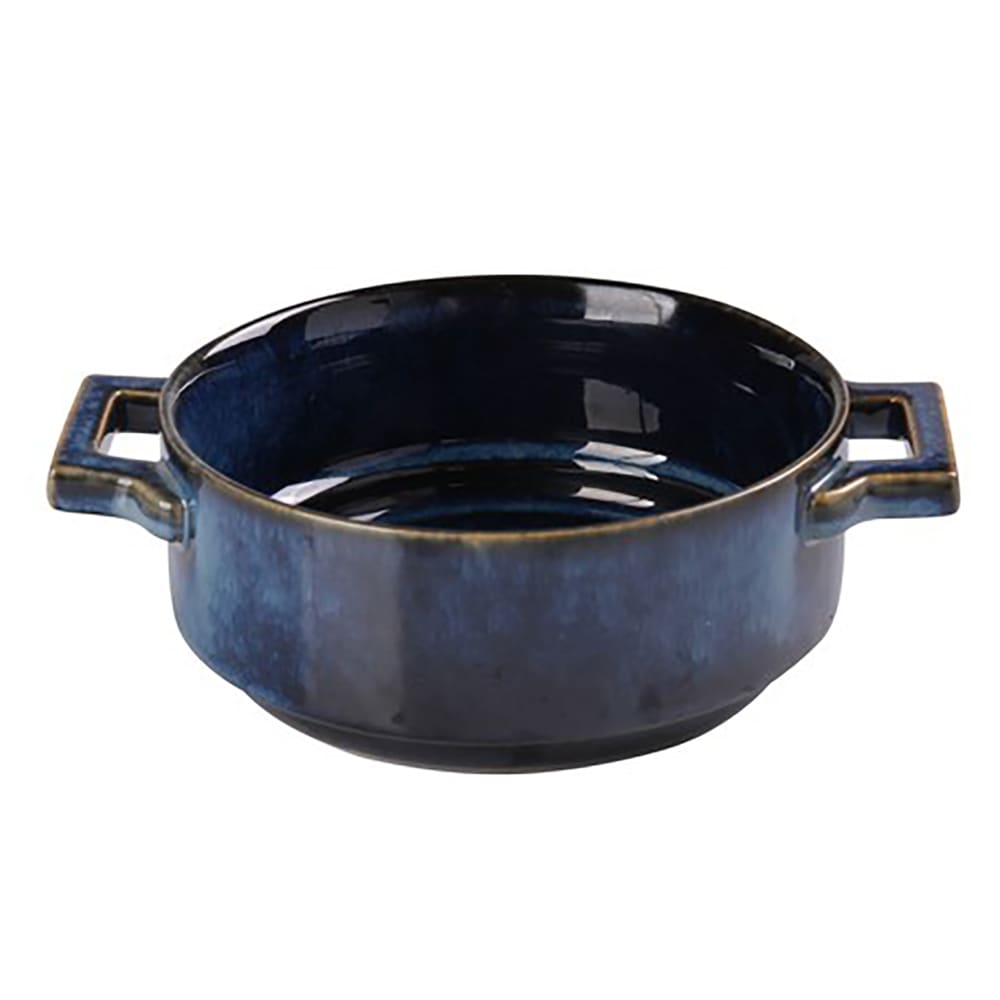 614-BL907 20 oz Round Bake Dish w/ Handle - Ceramic, Blue Star