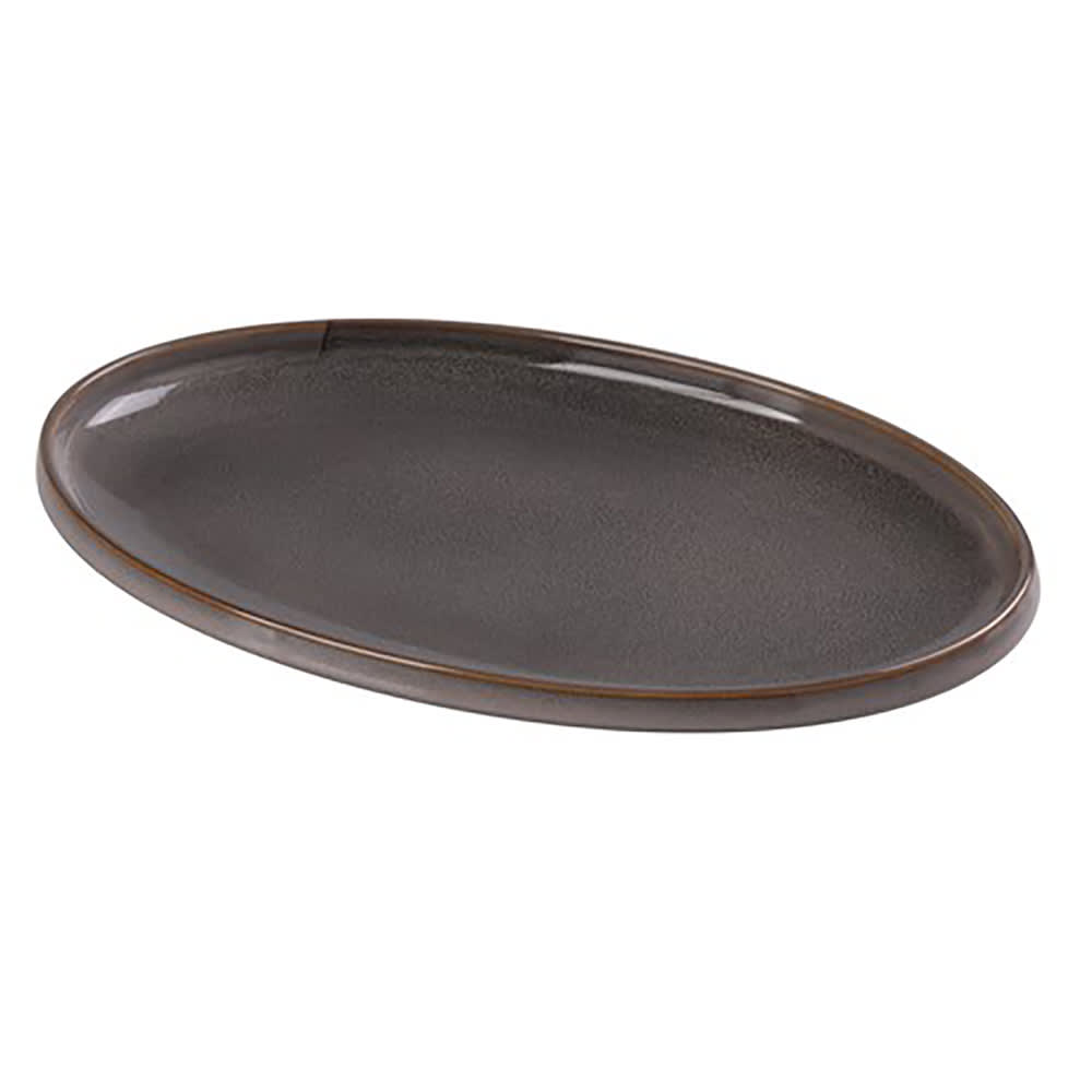 614-PK314 Oval Dinner Plate - 14" x 9", Ceramic, Gray