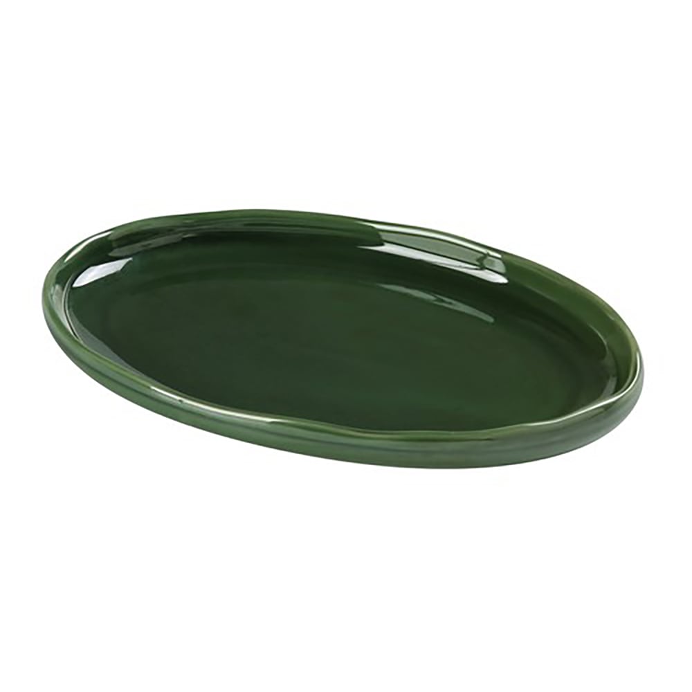 614-GG210 Oval Dinner Plate - 10 1/4" x 6 3/4" Ceramic, Green Gem