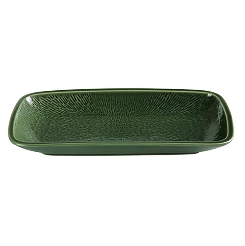 614-GG512 Rectangular Coupe Plate - 12" x 6 3/8", Ceramic, Green Gem