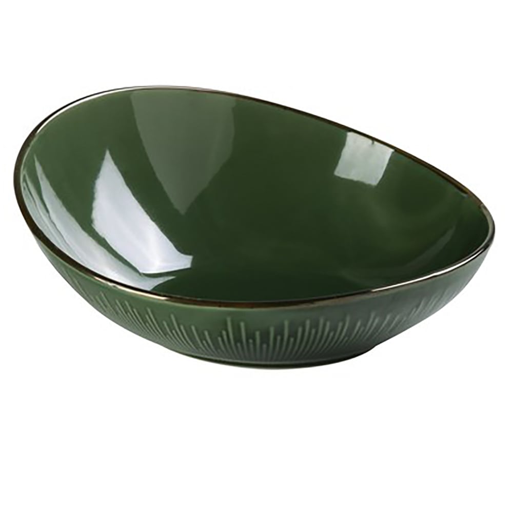 614-GG709 36 oz Round Sheer Bowl - Ceramic, Green Gem