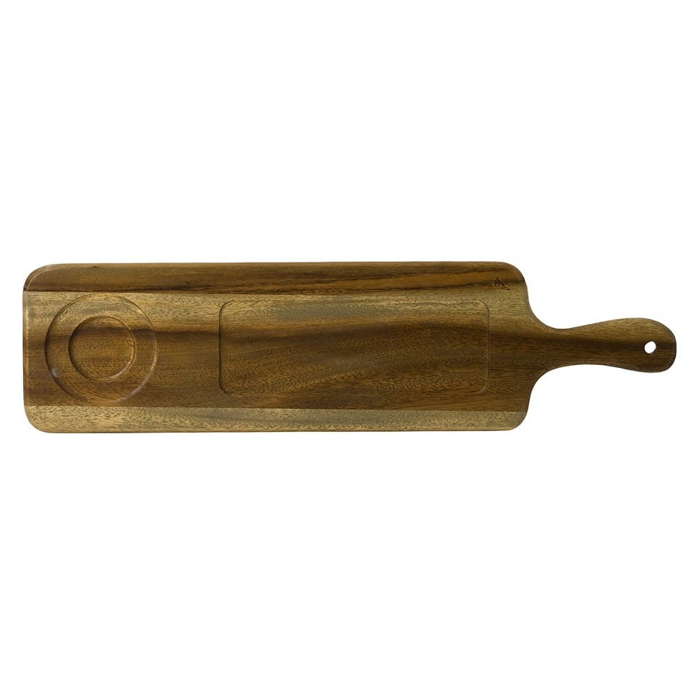 450-FN283 Rectangular Serving Board w/ Handle - 21 1/2" x 5 1/2", Acacia Wood