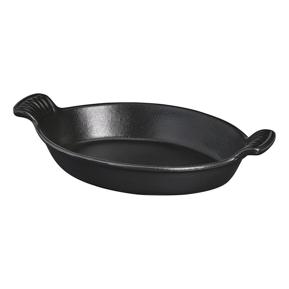 450-FN419 7 7/8" x 5 7/8" Oval Cast Iron Dish, Black