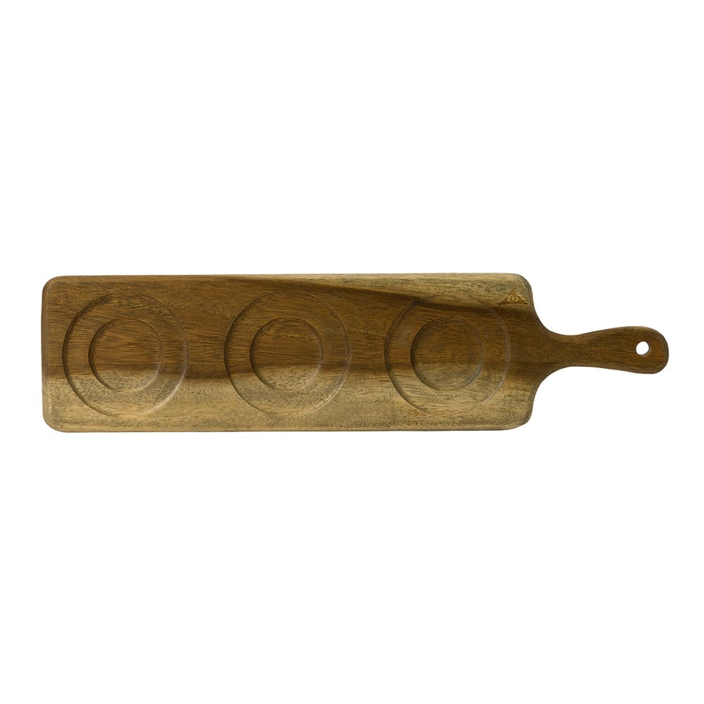 450-FN282 Rectangular Serving Board w/ Handle - 18 1/4" x 4 3/4", Acacia Wood