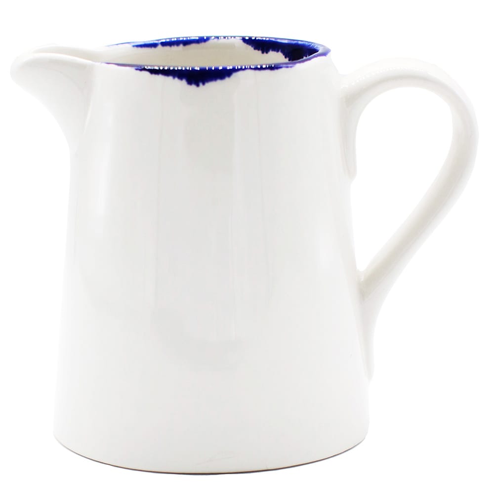 450-HI145 5 1/4 oz Creamer - Glazed Ceramic, White/Blue