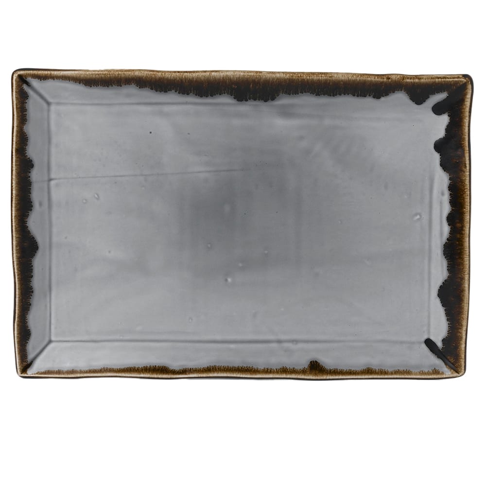 450-HGR13 13 1/4" x 9" Rectangular Harvest Tray - Ceramic, Gray