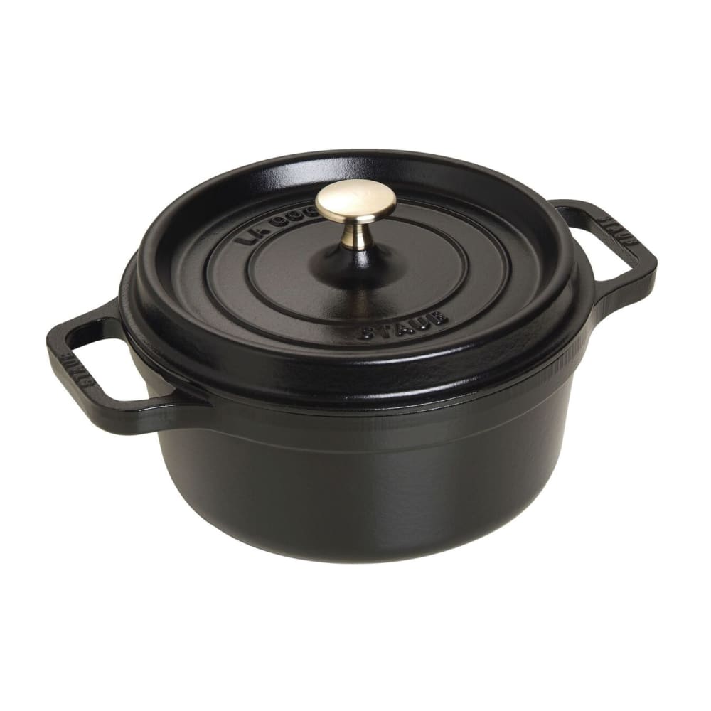 103-1102225 2 3/4 qt Enameled Cast Iron Cocotte w/ Lid, Black Matte