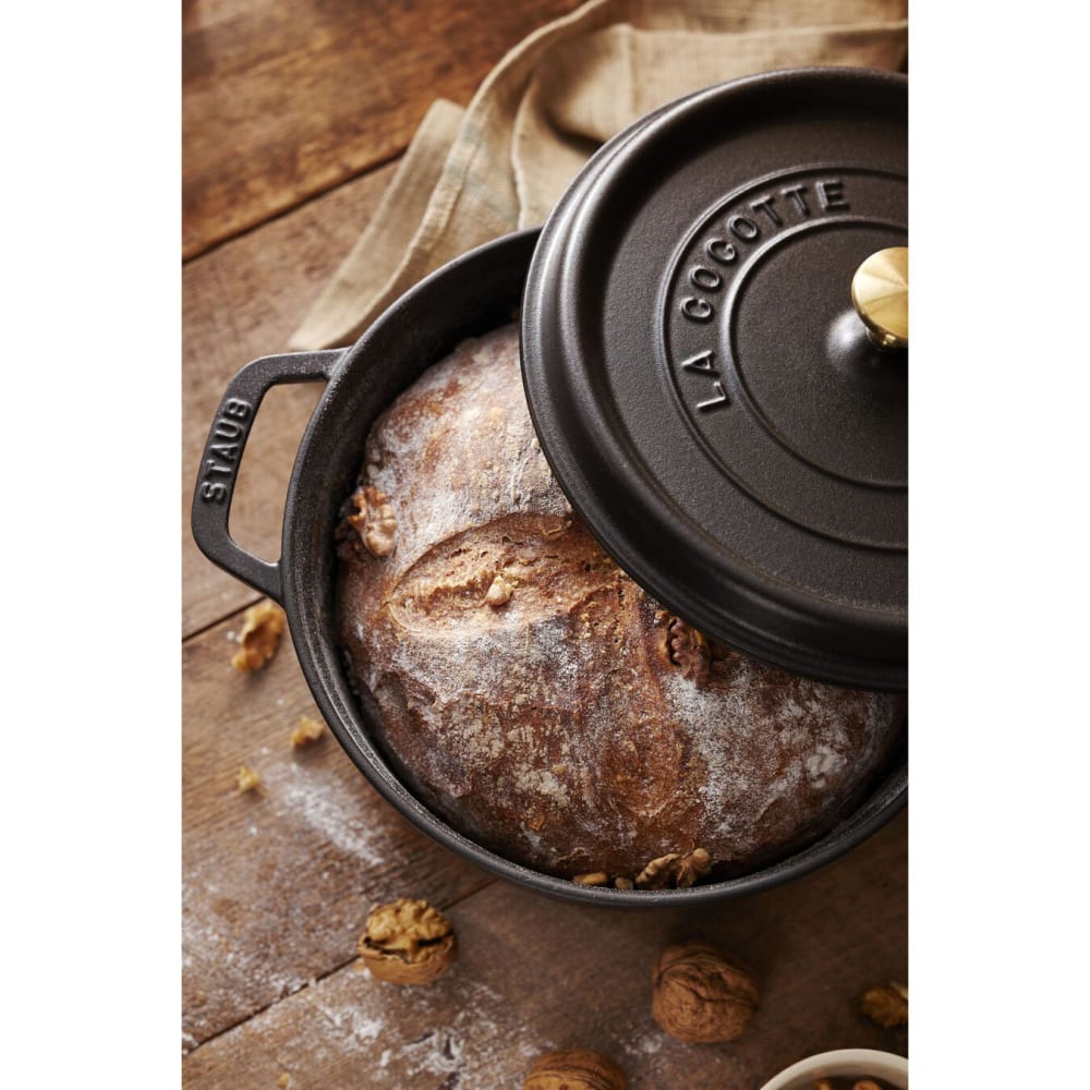 Staub 1003195 4 qt Enameled Cast Iron Cocotte w/ Lid, Black Matte