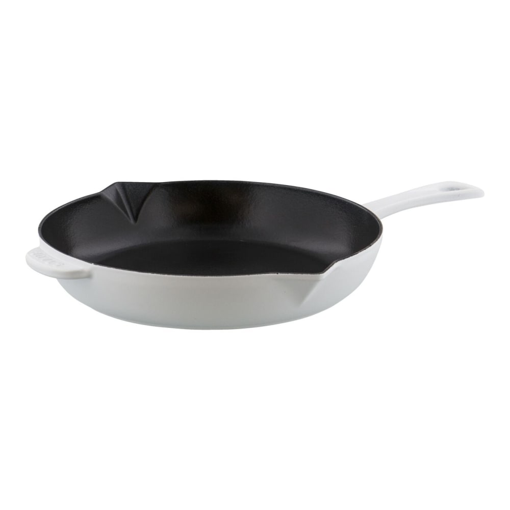 103-1222602 10" Round Enameled Cast Iron Skillet w/ Handles, White