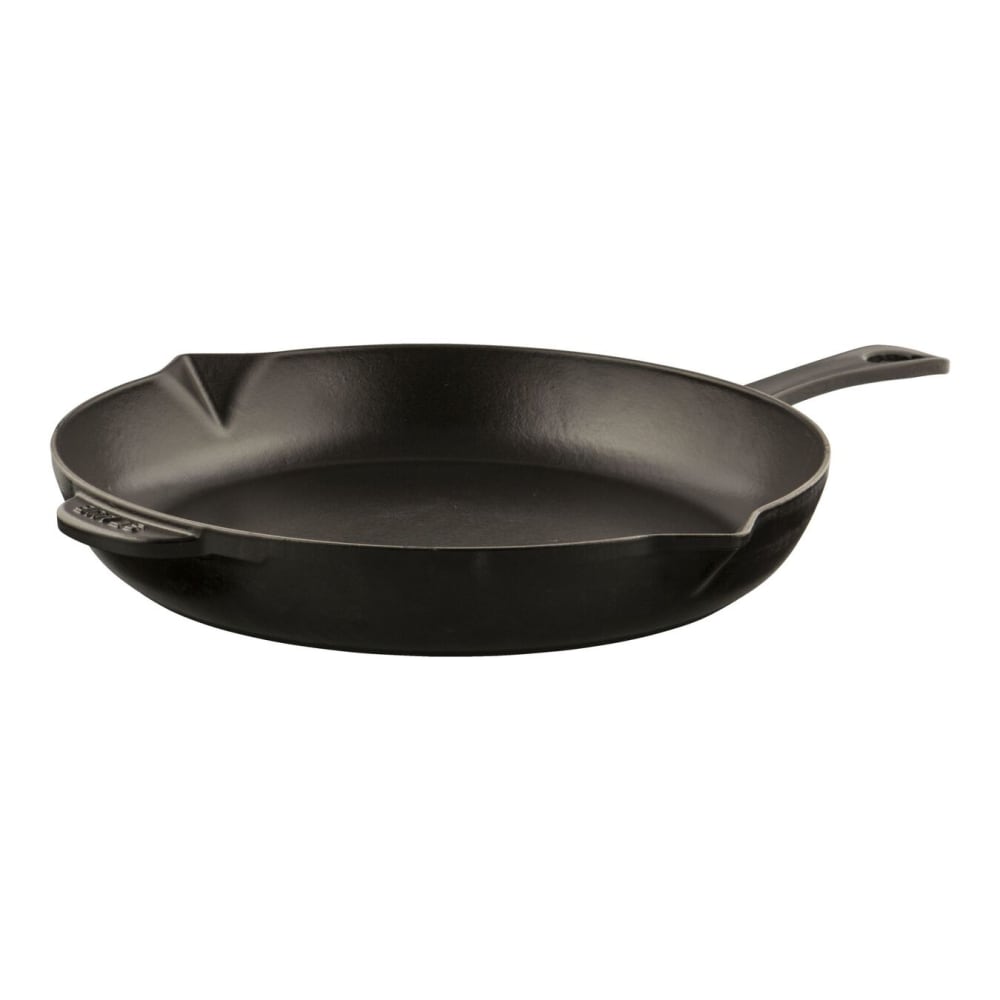 103-1223025 12" Round Enameled Cast Iron Skillet w/ Handles, Black Matte