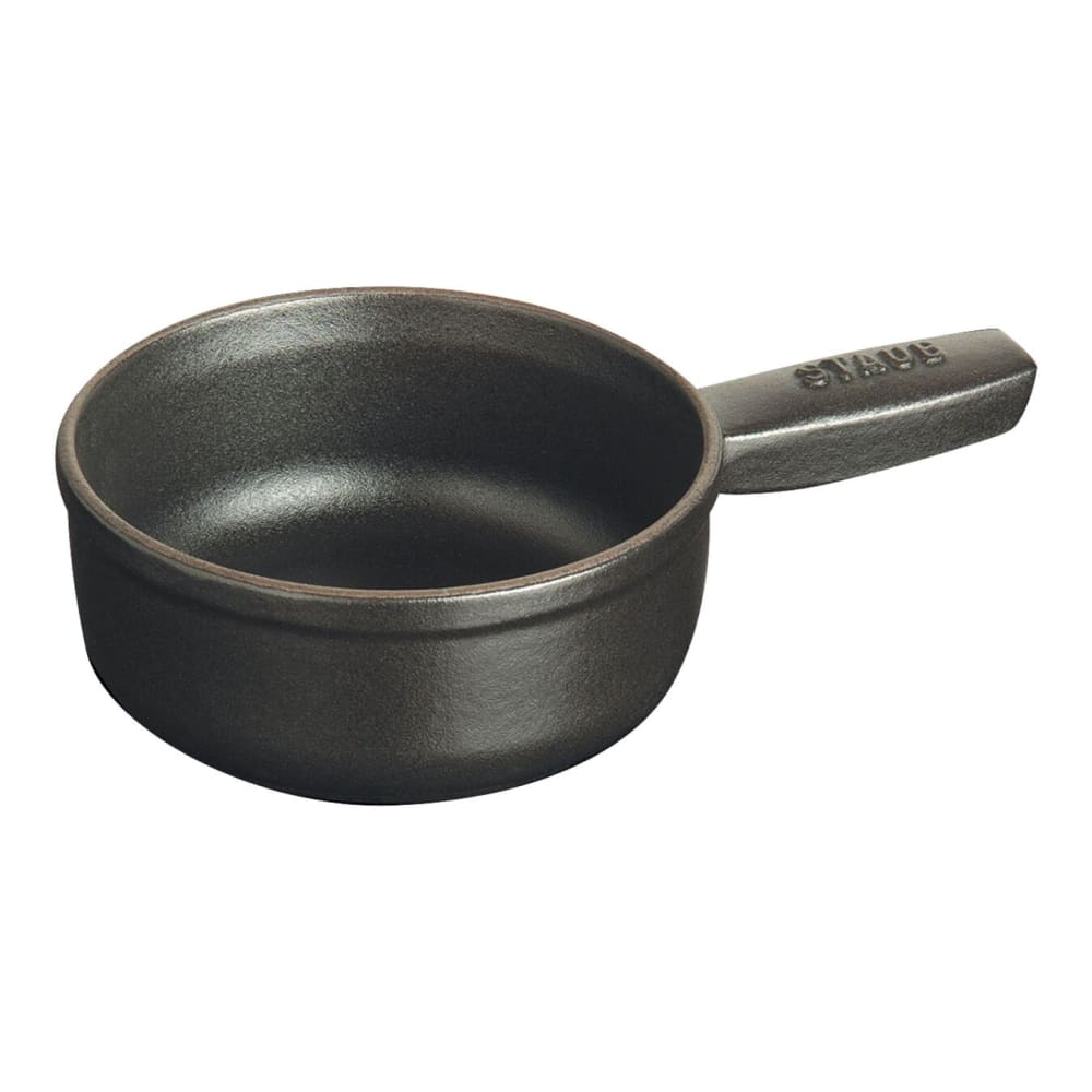 103-1461223 4 3/4" Cheese Fondue Pot w/ 12 oz Capacity & Enameled Cast Iron, Black Matte