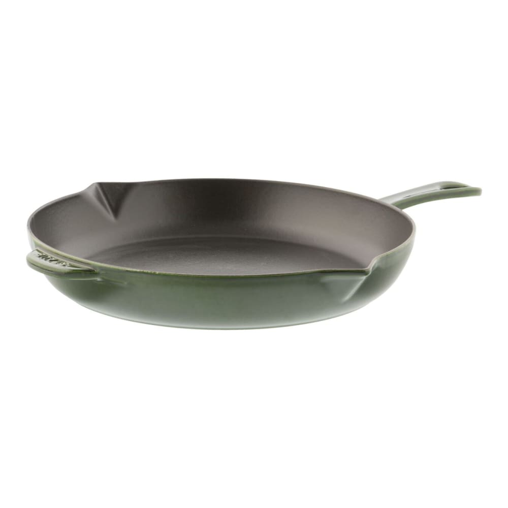 103-1223085 12" Round Enameled Cast Iron Skillet w/ Handles, Basil
