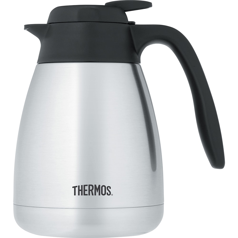 450-FN357 34 oz Push Button Vacuum Thermal Carafe - Stainless Steel/Black