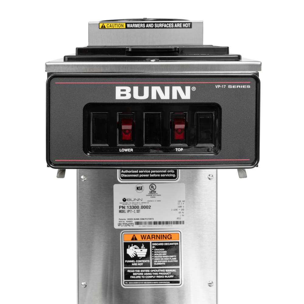 BUNN VP17-2 SS 13300.0002 Stainless Pour-Over Coffee Maker w/ 2 Warmers 