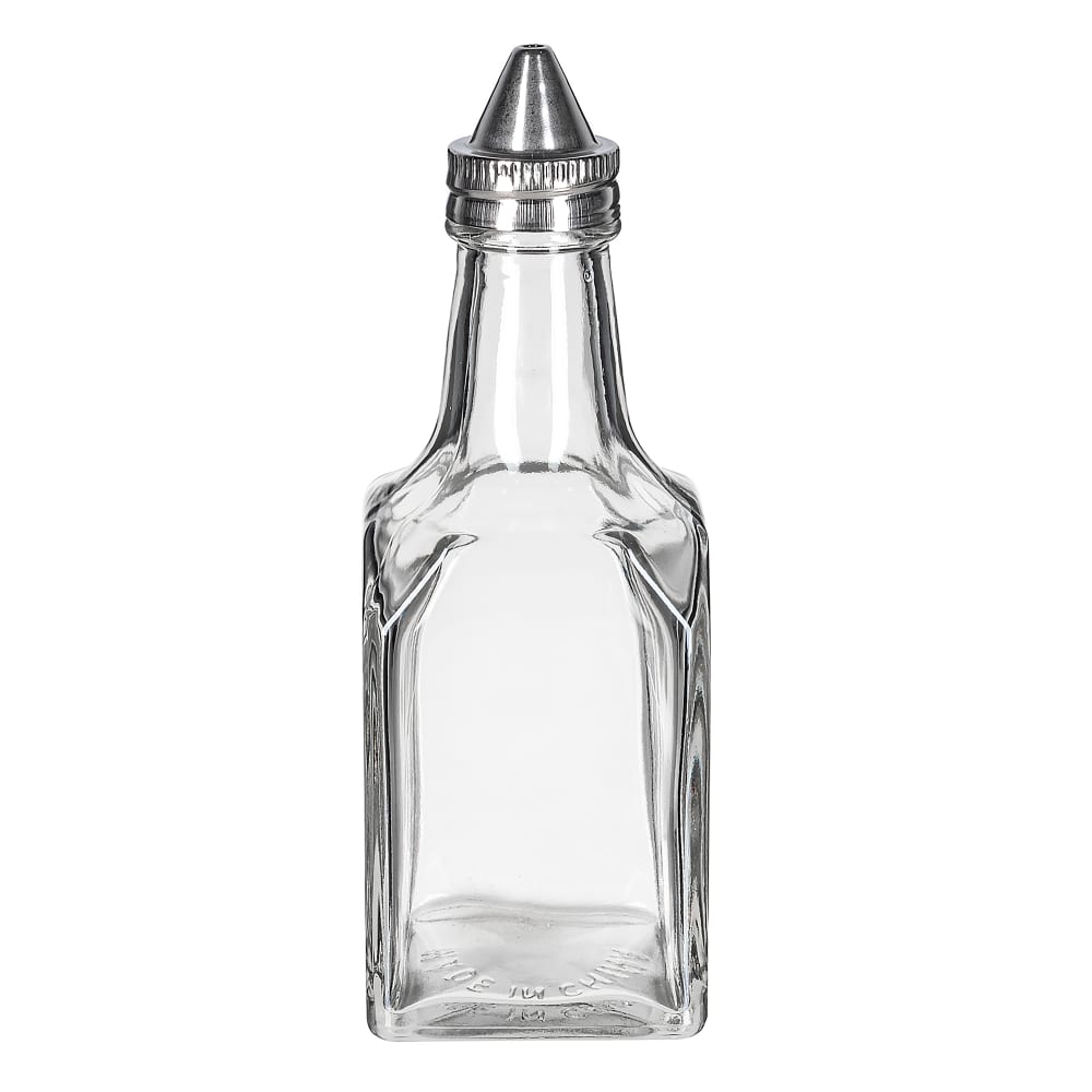 229-600 6 oz Cruet w/ Stainless Steel Top - Glass, Clear