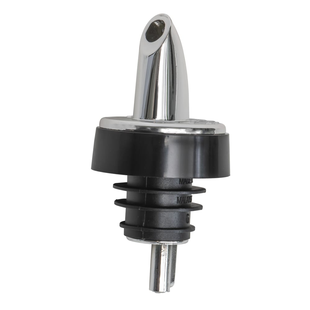 229-671 Plastic Free Flow Pourer w/ Chrome Plated Spout, Black Collar