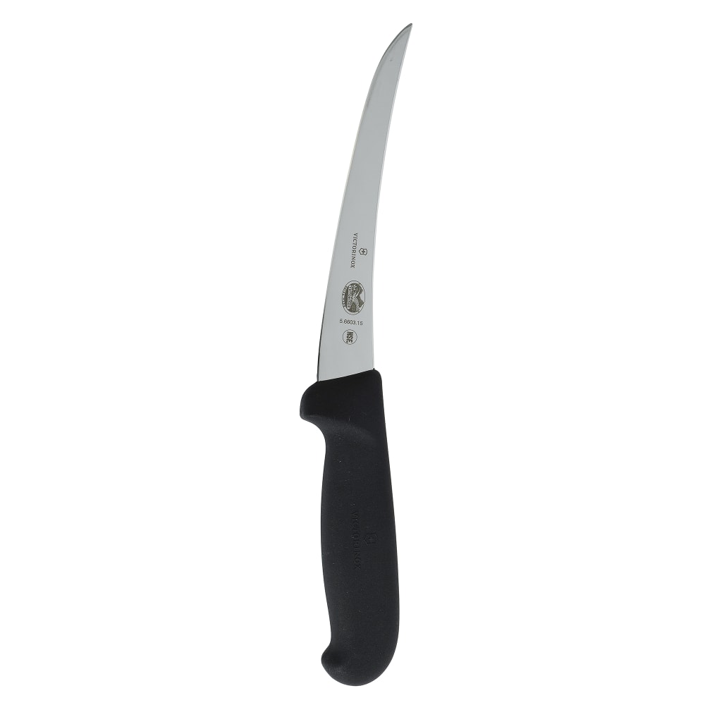 Victorinox - Swiss Army 5.6603.15-X3 Curved Semi-Stiff Boning Knife w/ 6" Blade, Black Fibrox® Nylon Handle