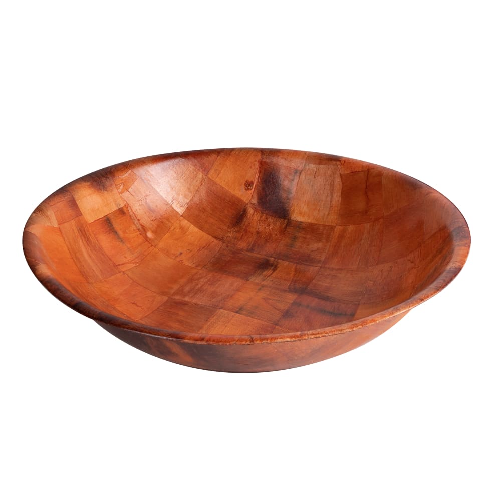 229-218W 18" Woven Wood Salad Bowl, Mahogany, Round Bottom, 5 Ply