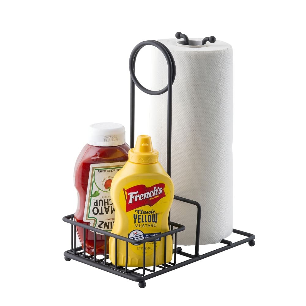 Plates, Cutlery and Condiment Bottles Organizer with Paper Towel