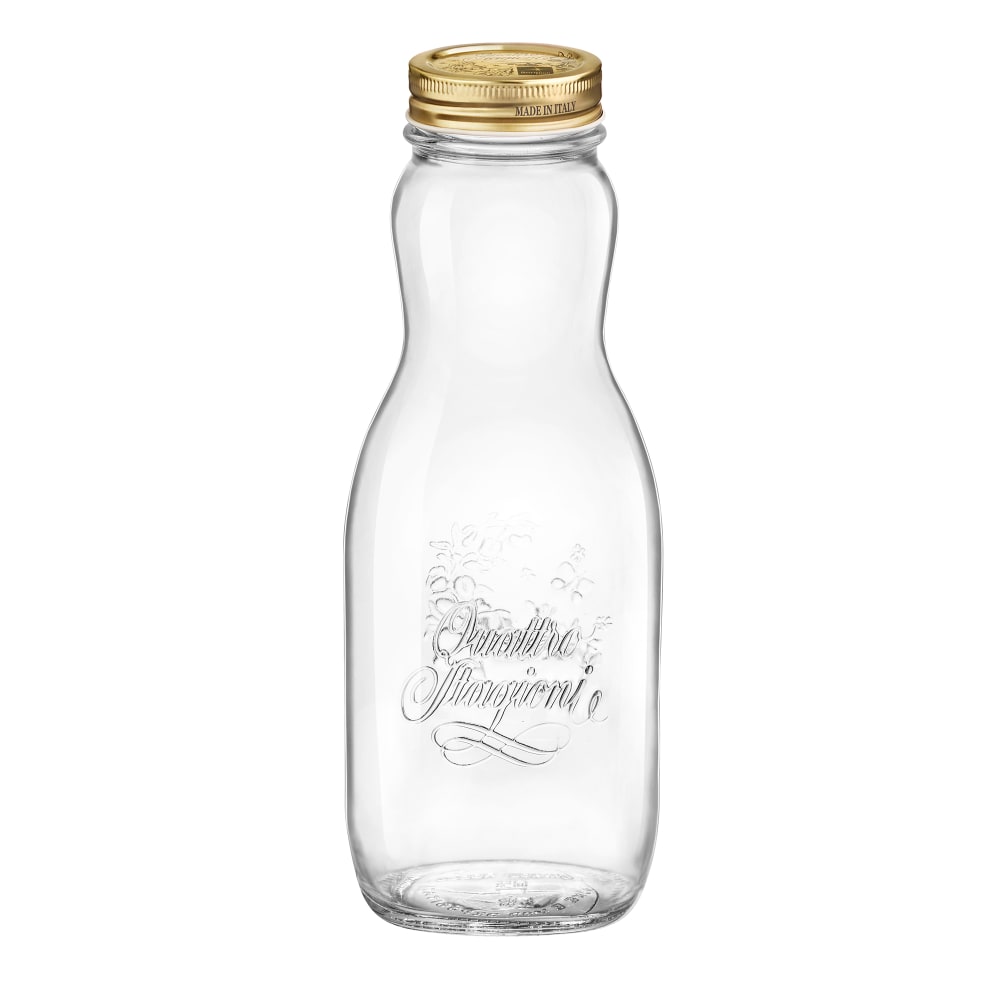 706-4951Q958 33 3/4 oz Quattro Stagioni Juice Bottle - Glass, Clear