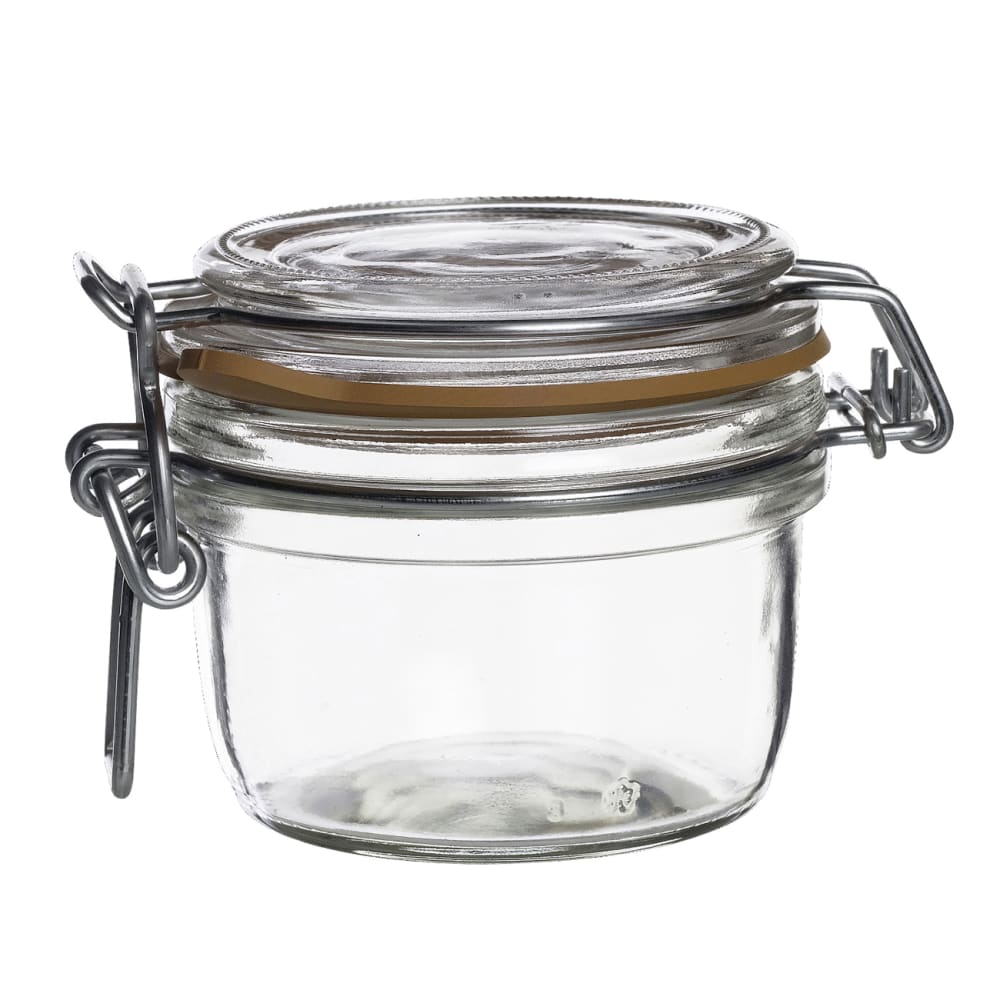 706-4949Q460 6 oz Fido Glass Jar - Glass Hinged Lid