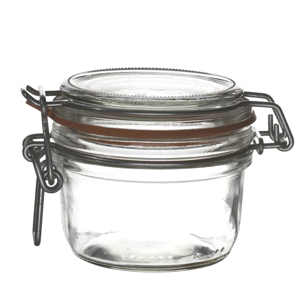 706-4949Q459 6 oz Fido Jar w/ White Gasket - Glass, Clear
