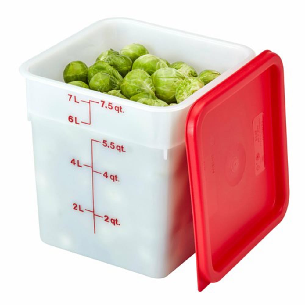 Food Storage Container, 4 Qt, Plastic, White, Square, Cambro 4SFSP148