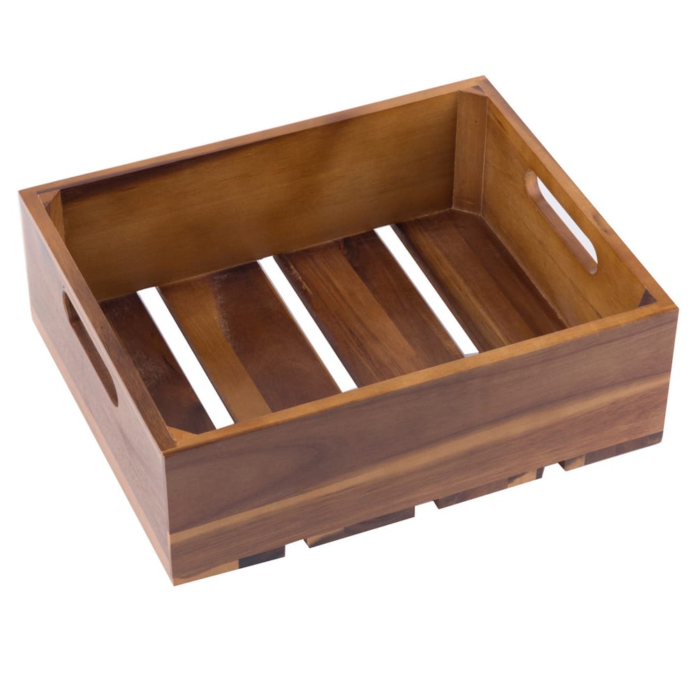 229-CRATE124 Rectangular Serving/Display Crate - 12 3/4" x 10 3/8" x 4 1/4", Wood,...