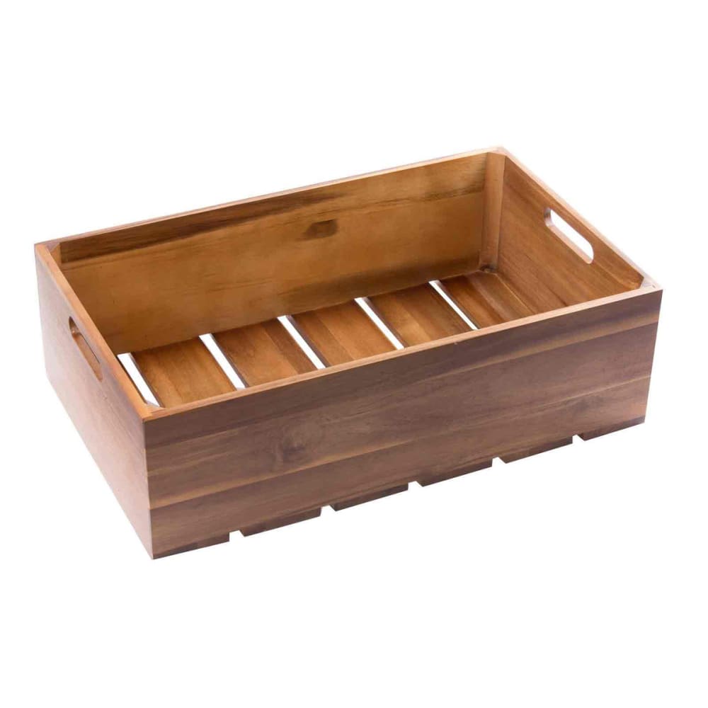 229-CRATE116 Rectangular Serving/Display Crate - 20 3/4" x 12 3/4" x 6 1/4", Wood,...