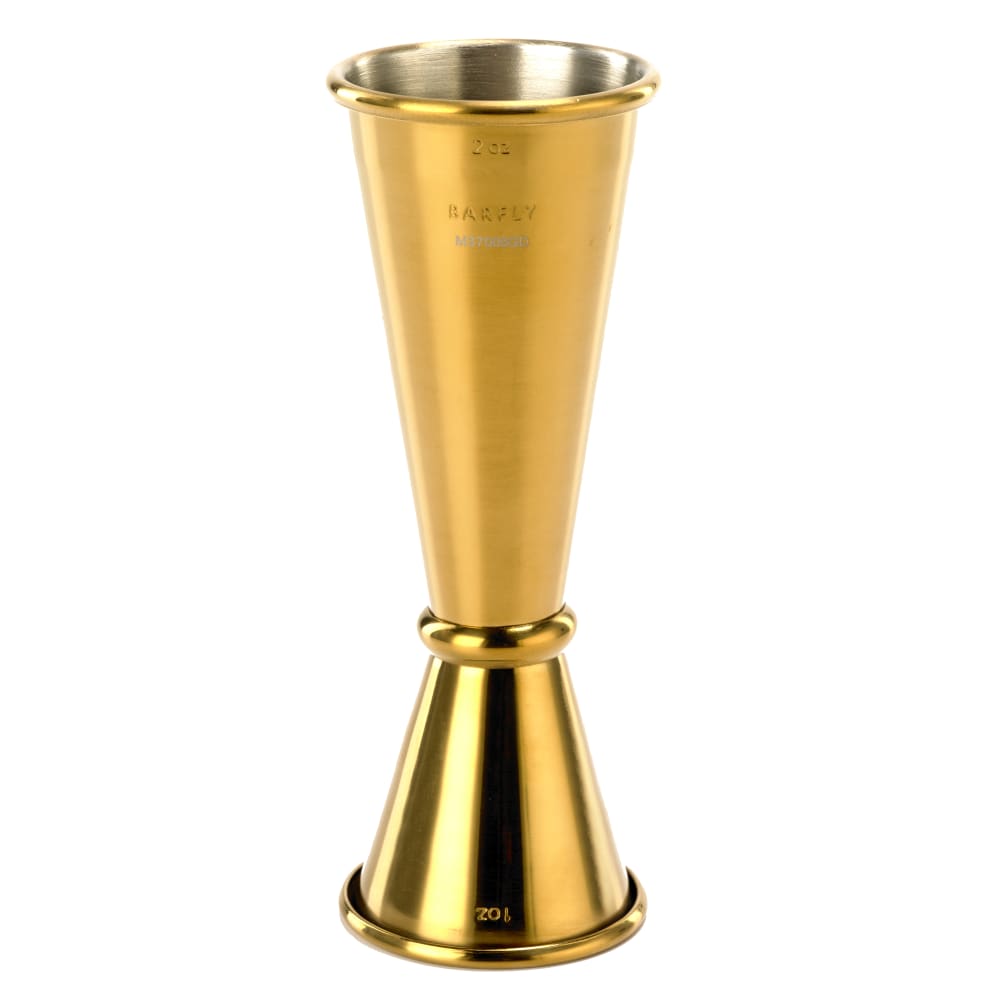 132-M37005GD Double Japanese Style Jigger - 1 oz & 2 oz, Gold