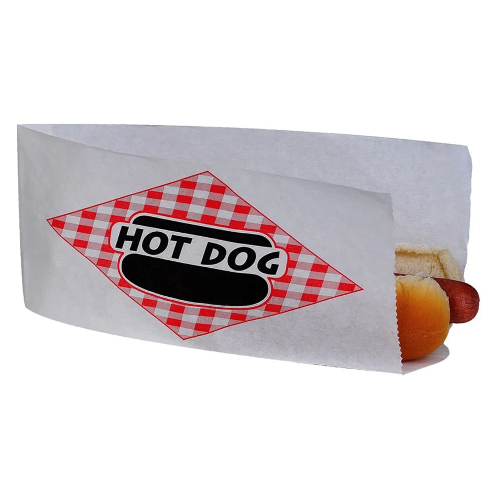 231-5444 Disposable Slit Open Top Hot Dog Bags, Dry Wax, 1,000/Case