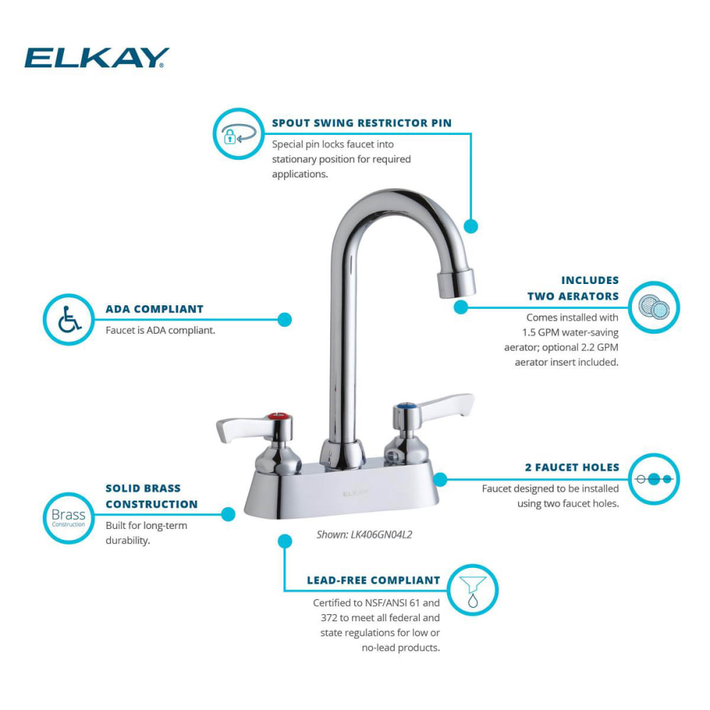 Elkay LK406GN04L2 Deck Mount Faucet w/ 4