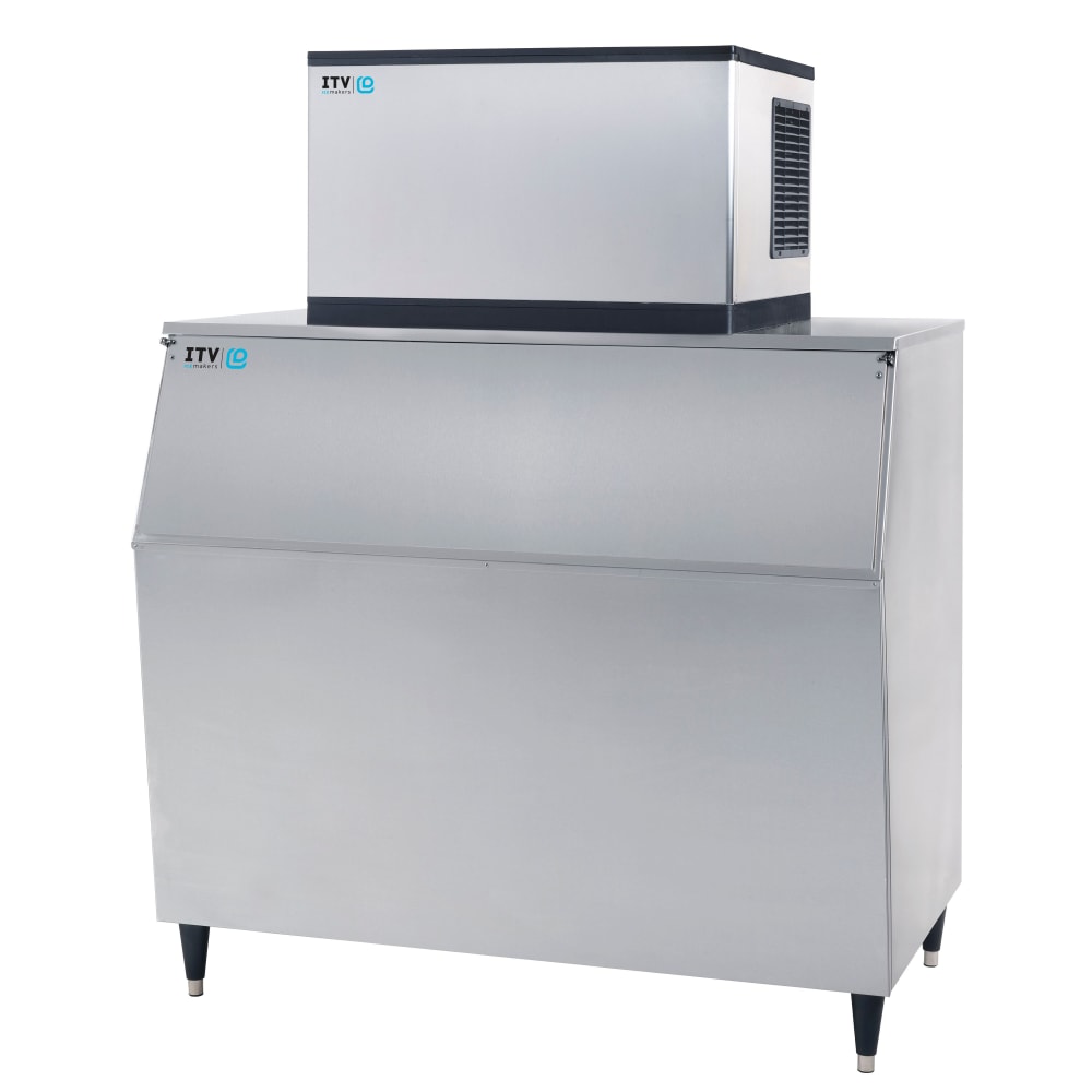 ITV Ice Makers MS500WF/S1050 480 lb Spika Full Cube Ice Machine w/ Bin - 1048 lb Storage, Water Cooled, 115v