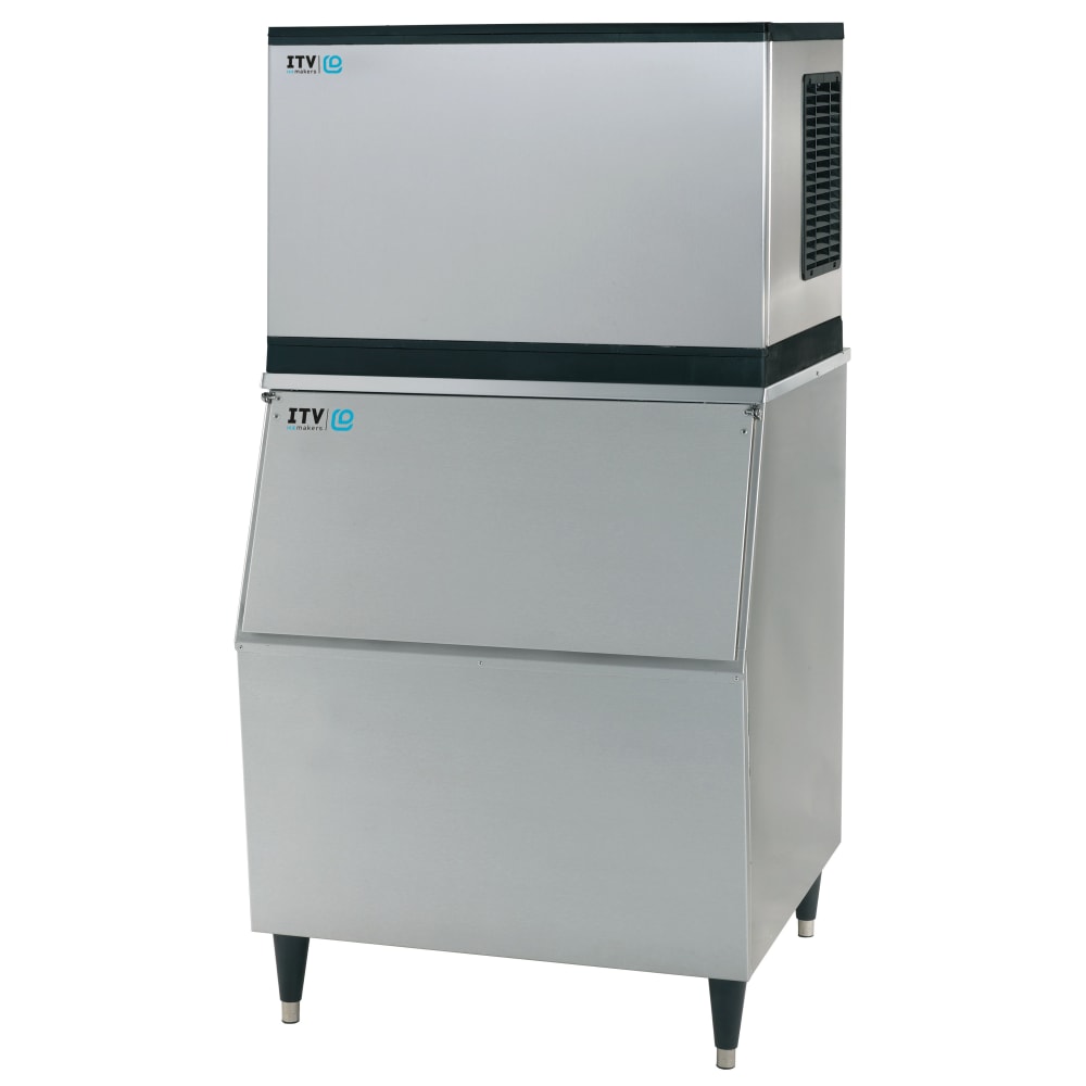 ITV Ice Makers MS500WF/S300 480 lb Spika Full Cube Ice Machine w/ Bin - 353 lb Storage, Water Cooled, 115v