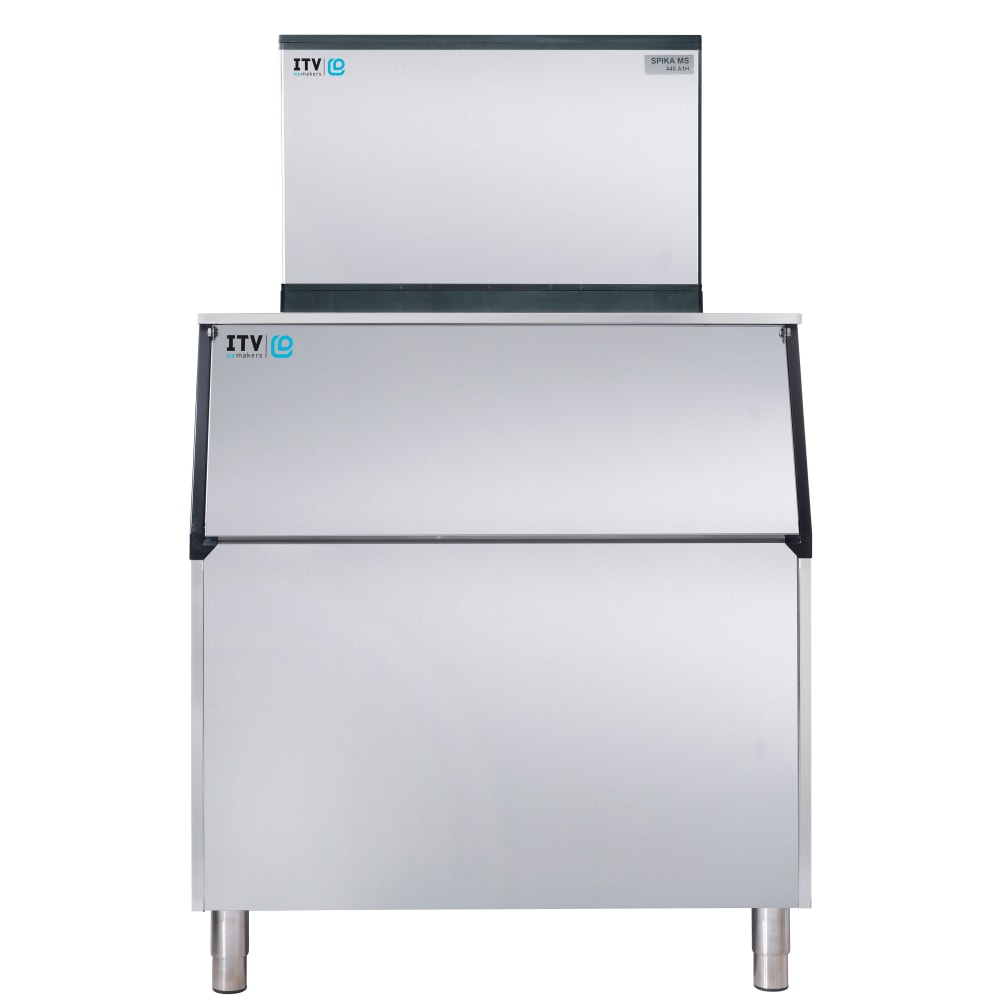 ITV Ice Makers MS500WF/S750 480 lb Spika Full Cube Ice Machine w/ Bin - 750 lb Storage, Water Cooled, 115v