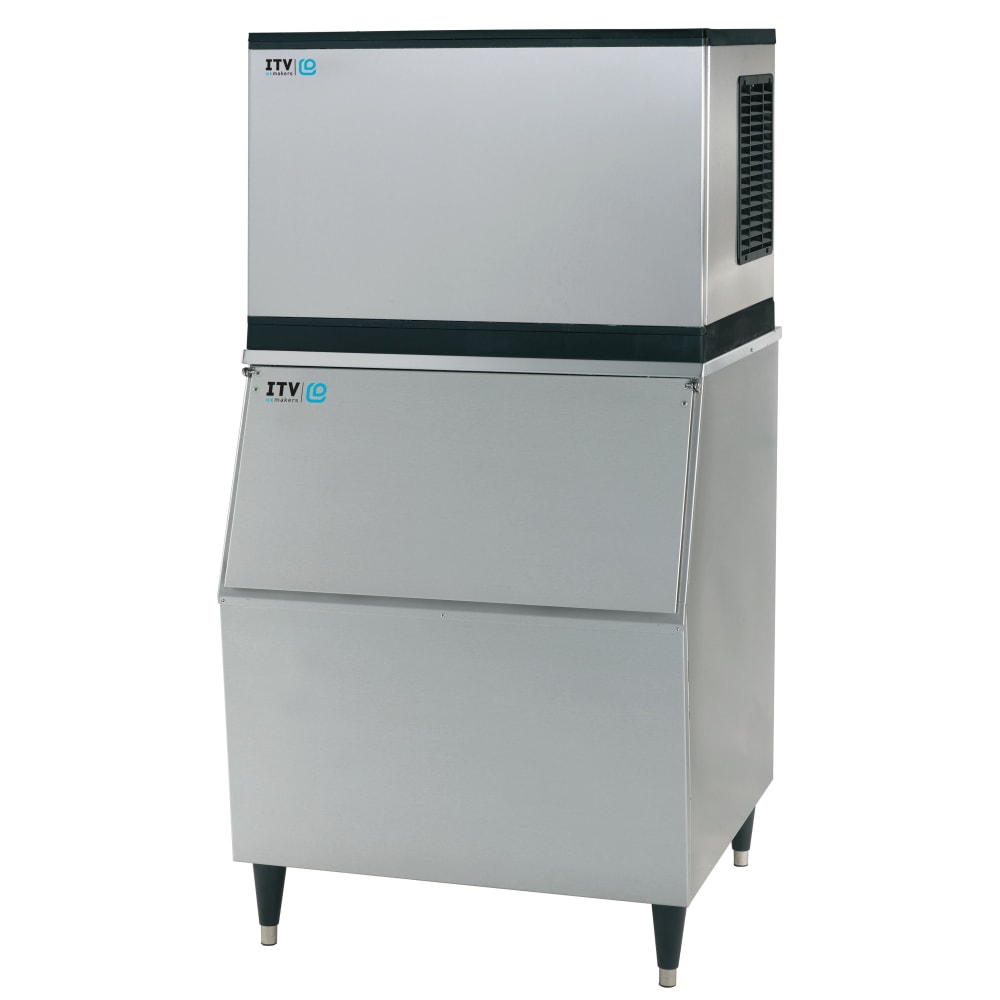 ITV Ice Makers MS500WH/S300 480 lb Spika Half Cube Ice Machine w/ Bin - 353 lb Storage, Water Cooled, 115v