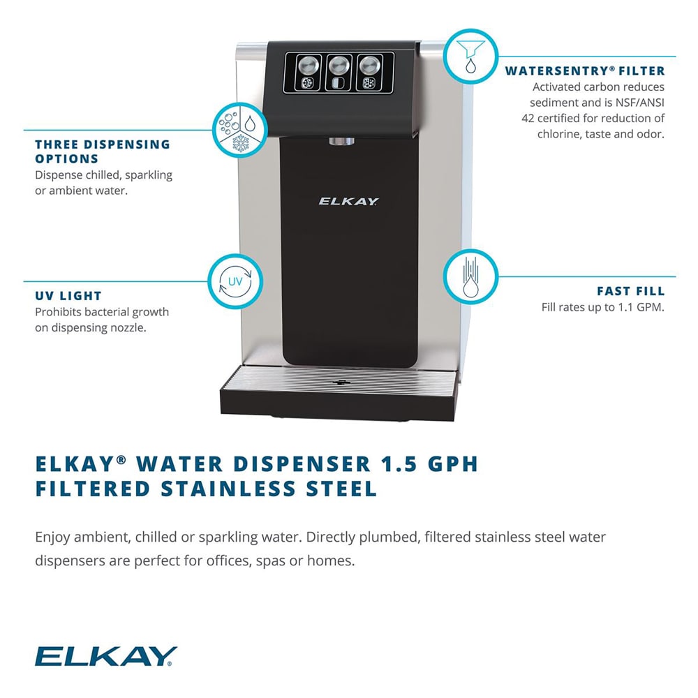 Elkay DSBS130UVPC Countertop Chilled Water Dispenser 1.5 GPH