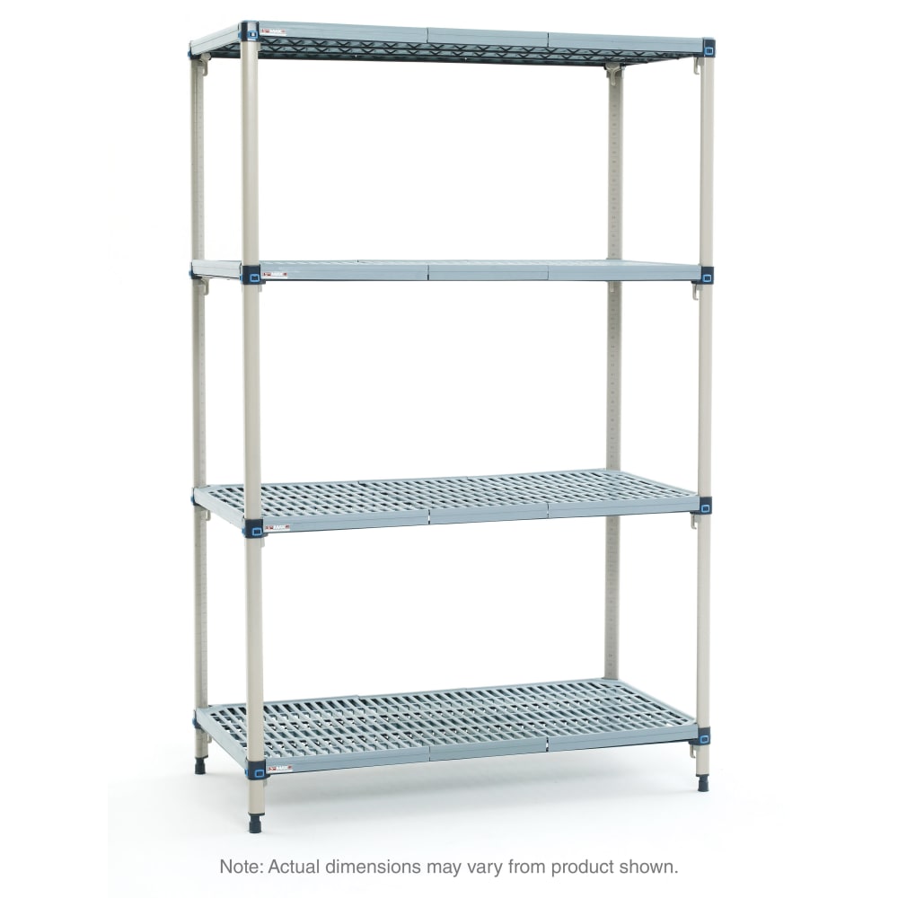 001-Q416G3 24" NSF 4-Tier Heavy-Duty Plastic Shelving Unit - MetroMax® Q, 21"W, 63&quot...