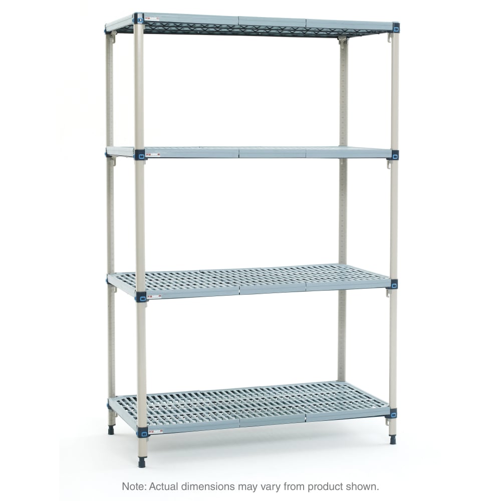 001-Q346G3 42" NSF 4-Tier Heavy-Duty Plastic Shelving Unit - MetroMax® Q, 18"W, 63&quot...