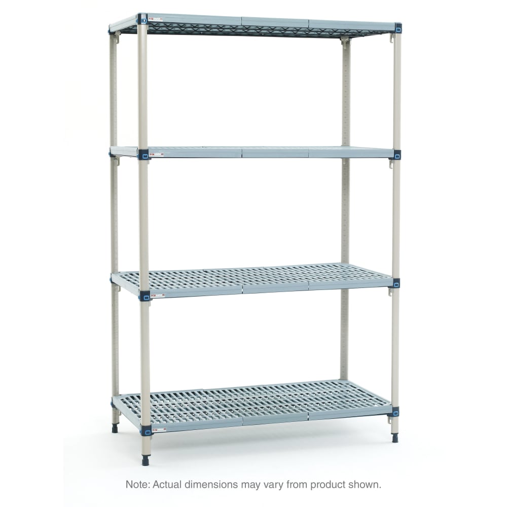 001-Q446G3 42" NSF 4-Tier Heavy-Duty Plastic Shelving Unit - MetroMax® Q, 21"W, 63&quot...