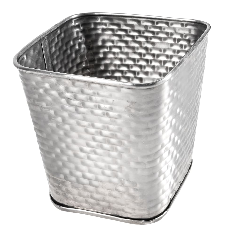Tablecraft GTSS4 15 oz Square Brickhouse Collection Fry Cup - 4" x 4", Stainless